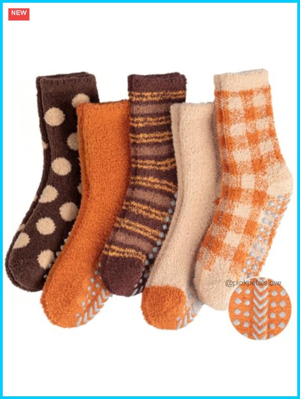 Fuzzy Slipper Socks with Grips Cozy Fluffy Non Slip Women Socks